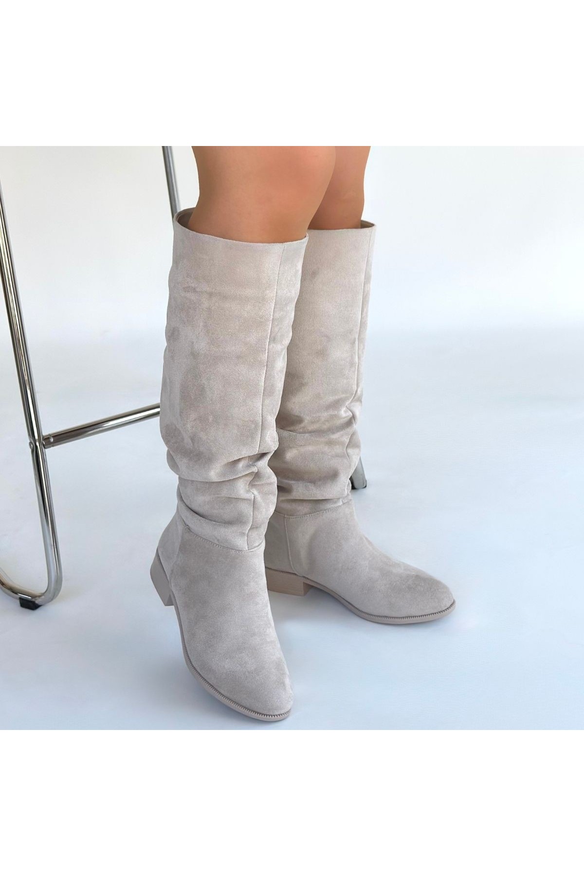 Winda Beige Suede Bellows Boots detay görseli