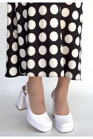 Zuda Beyaz Rugan Platform Topuk Ayakkabı