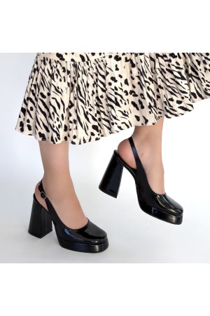 Zuda Siyah Rugan Platform Topuk Ayakkabı