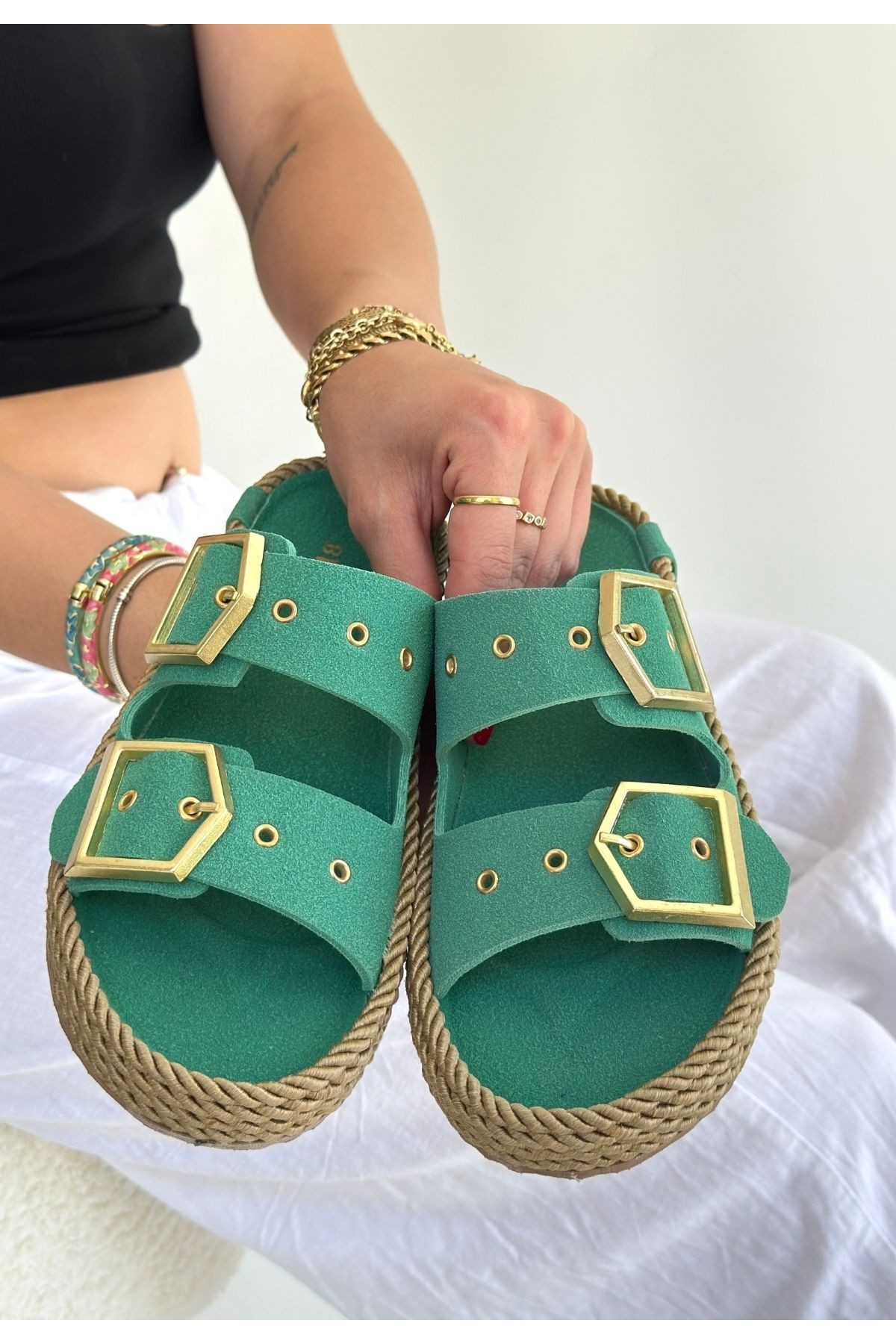 Ices Green Nubuck Slippers