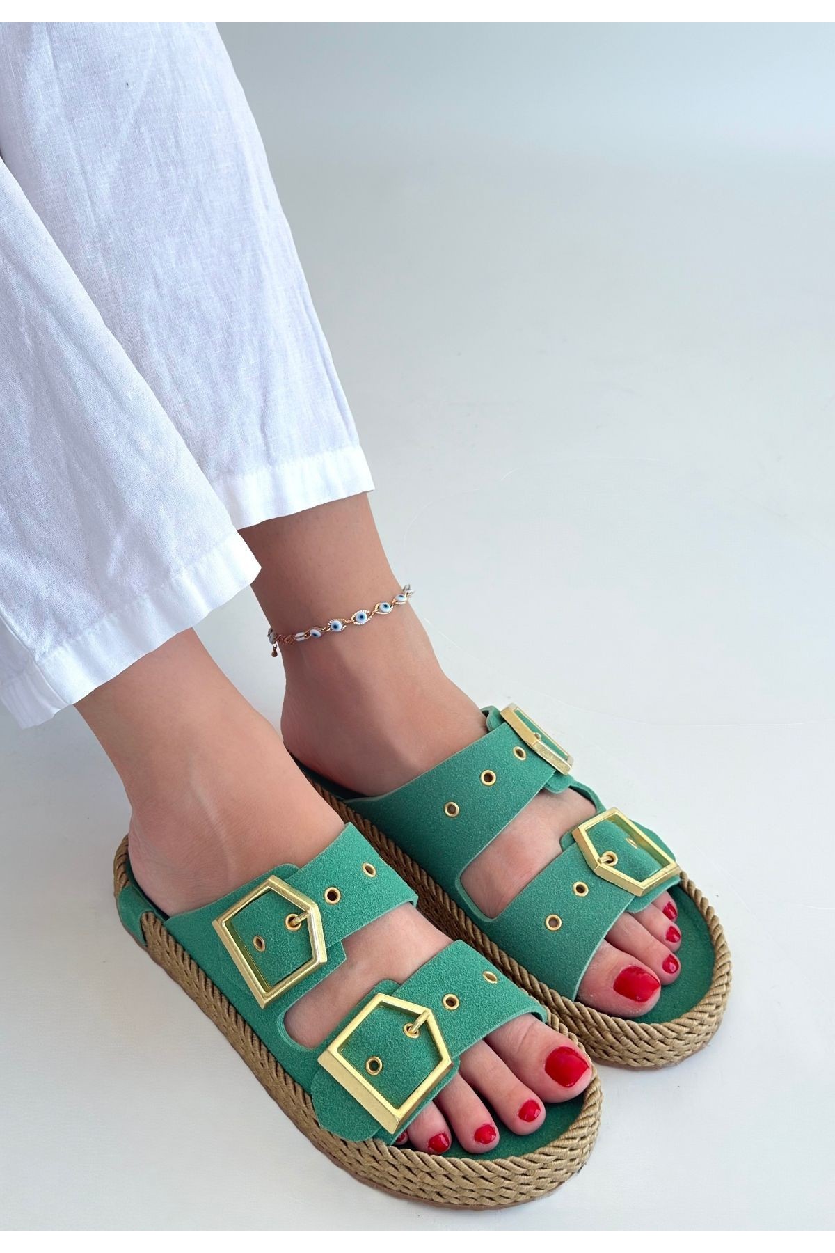 Ices Green Nubuck Slippers