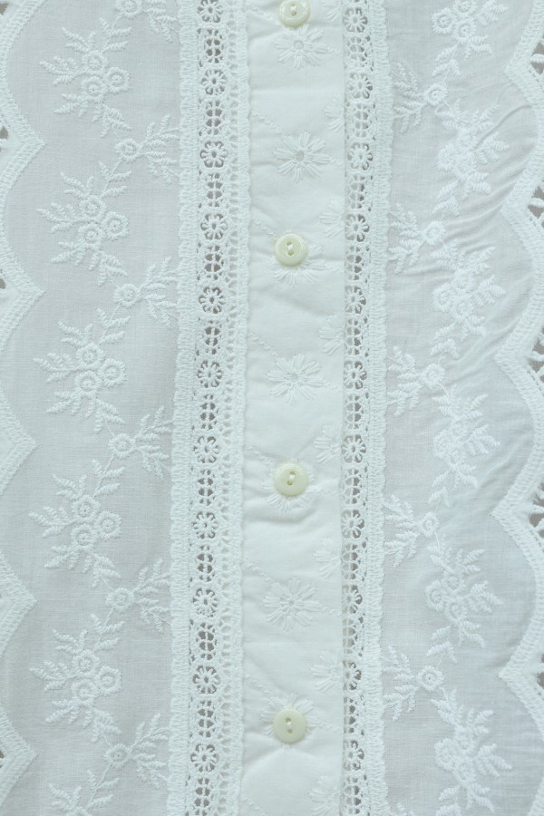 Embroidered Vintage Shirt Blouse  -White