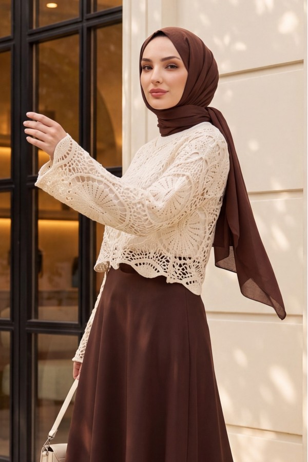 Lace Knit Blouse -Ecru