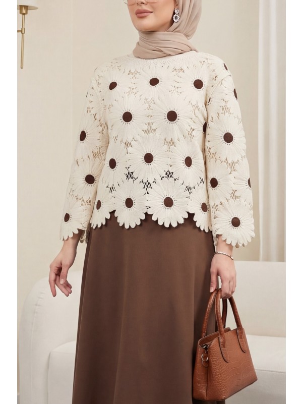 Batik Baskılı Astarlı Şifon Elbise