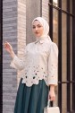 Wide Sleeve Embroidered Buttoned Linen Shirt -Cream color