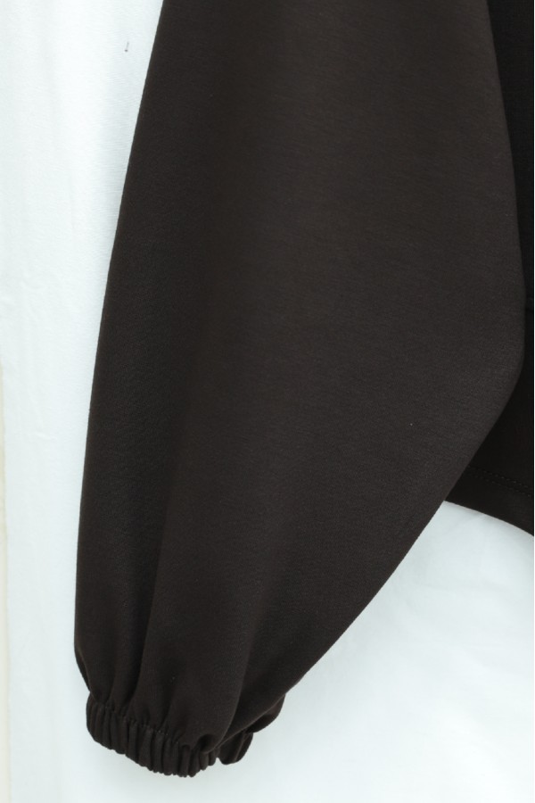 Round Neck, Batwing Sleeve, Elastic Waist Skirt Set -Dark Coffee