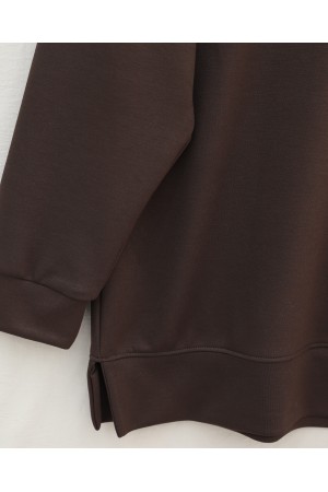 Round Neck Çimalı Oyşo Two-Piece Set -Dark Coffee