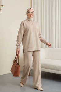 Yuvarlak Yaka Çimalı Oyşo İkili Takım -Taş