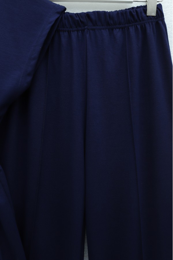Oysho Vest and Trousers Set with Stand-Up Collar, Zipper, Pockets, and Elastic Waist -Navy blue