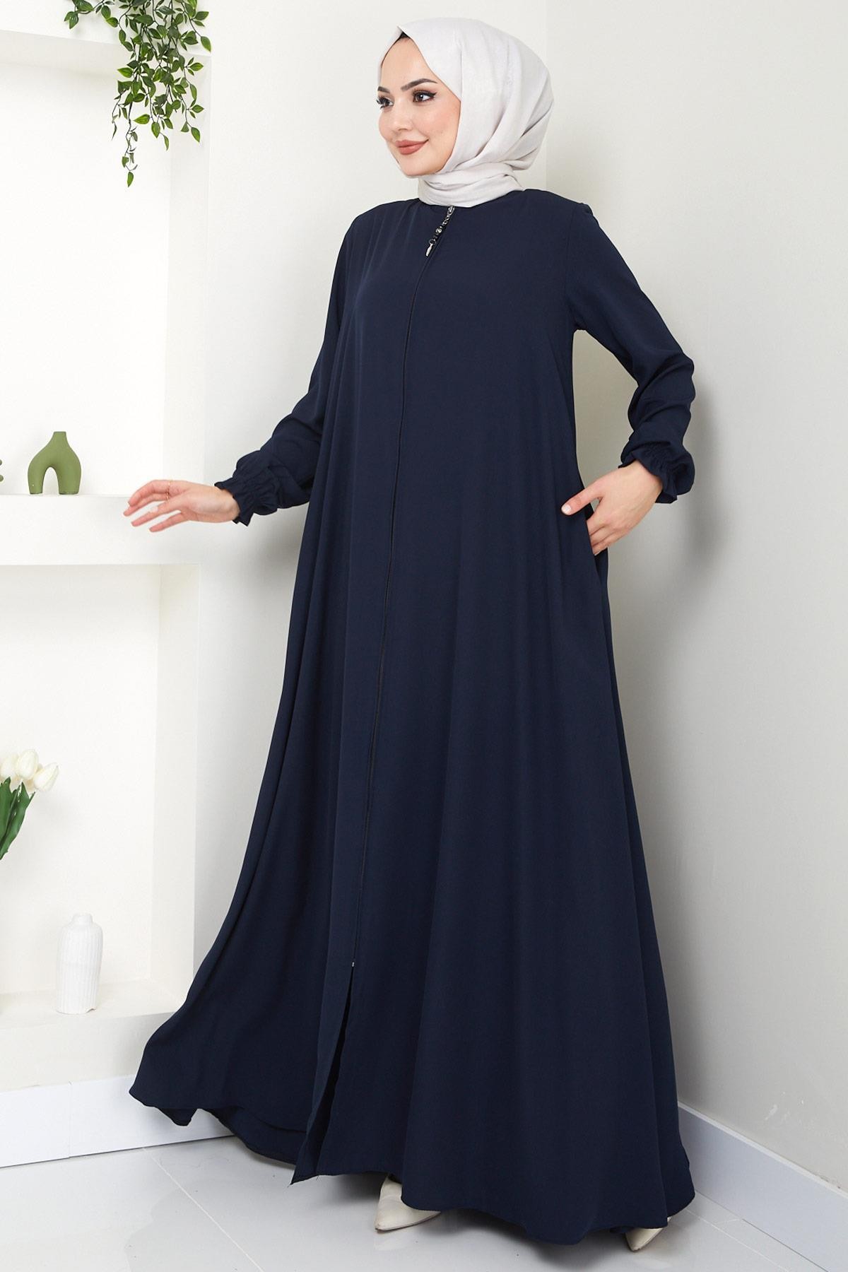 Büyük Beden Mevlana Ferace Lacivert HM02153