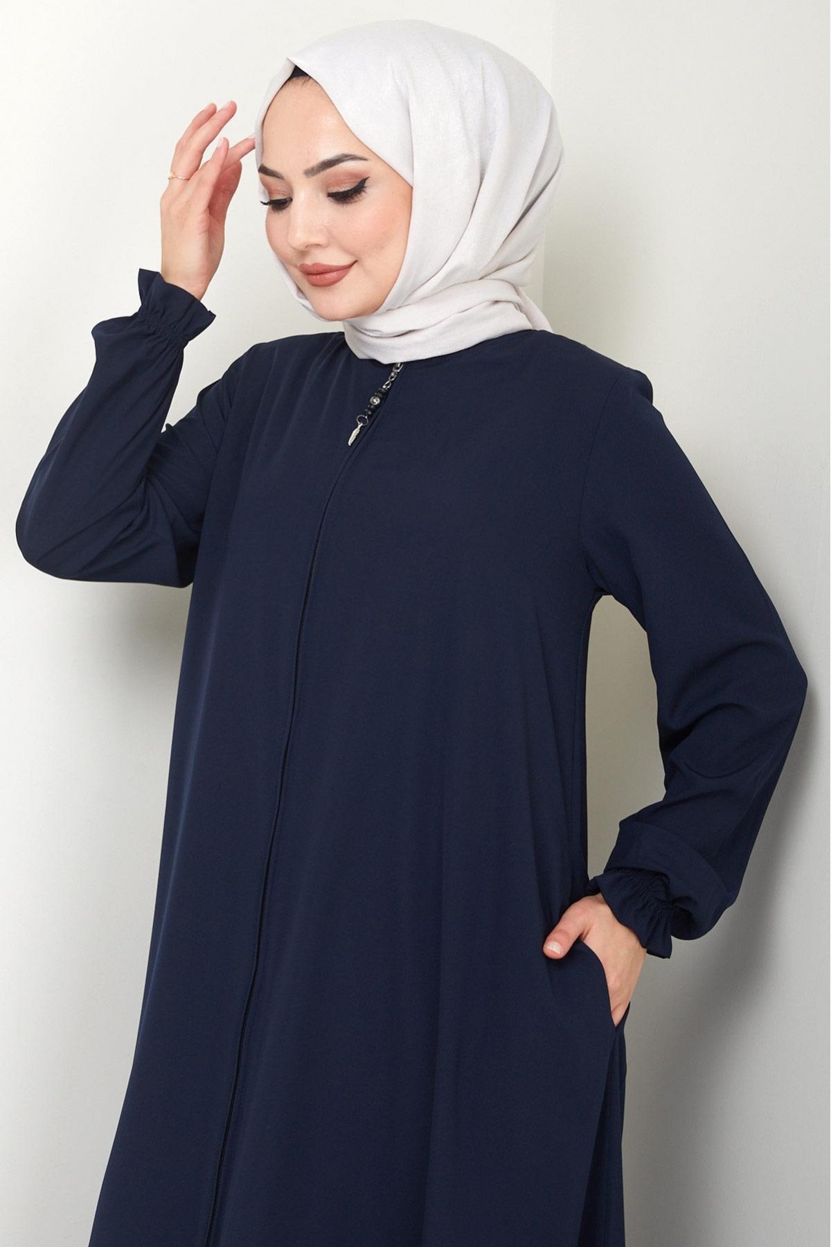 Büyük Beden Mevlana Ferace Lacivert HM02153 detay görseli