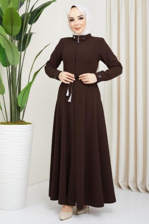 Pleated Mevlana Ferace Dark Brown HM2057