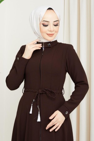 Pleated Mevlana Ferace Dark Brown HM2057