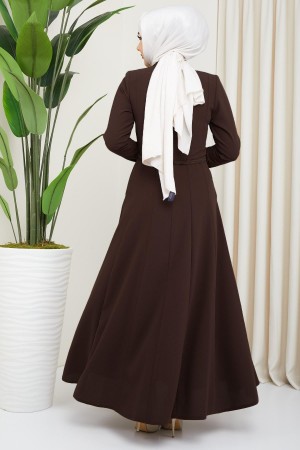 Pleated Mevlana Ferace Dark Brown HM2057