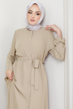 Kolu Taşlı Gizli Patlı Ferace Bej HM2152