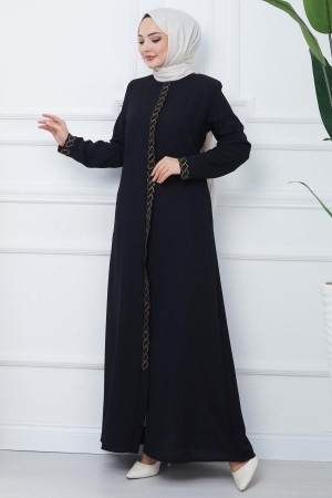 Gizem Taşlı Ferace Siyah HM2358