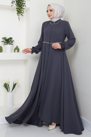 Nakışlı Mevlana Ferace Antrasit HM2359