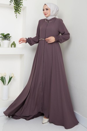 Nakışlı Mevlana Ferace Açık Kahverengi HM2359