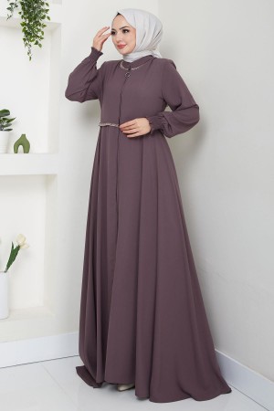 Nakışlı Mevlana Ferace Açık Kahverengi HM2359