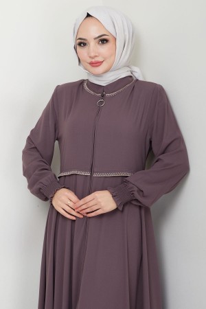 Nakışlı Mevlana Ferace Açık Kahverengi HM2359