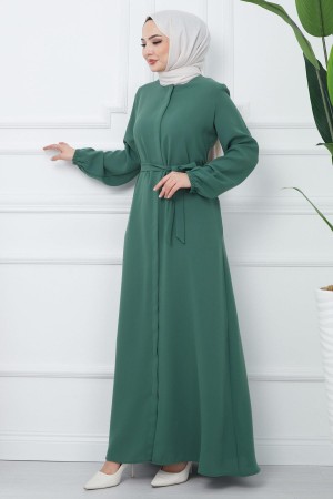 Gizli Patlı Kuşaklı Ferace Yeşil HM2361