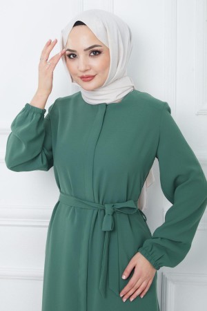 Gizli Patlı Kuşaklı Ferace Yeşil HM2361