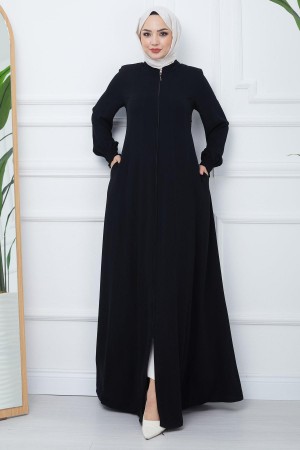 Parçalı Mevlana Ferace Siyah HM2362