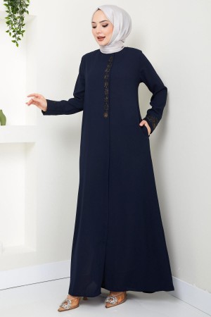 Damla Taş Detaylı Ferace Lacivert HM2435