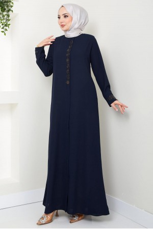 Damla Taş Detaylı Ferace Lacivert HM2435