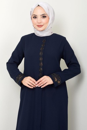 Damla Taş Detaylı Ferace Lacivert HM2435