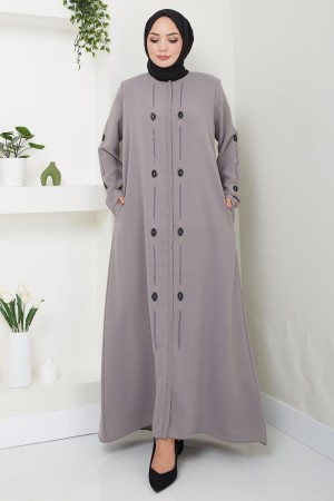 Simge Taşlı Ferace Gri HM2480