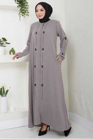 Simge Taşlı Ferace Gri HM2480