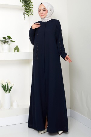 Sevgi Taşlı Ferace Navy Blue HM2481
