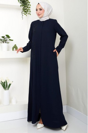 Sevgi Taşlı Ferace Navy Blue HM2481