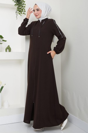 Şeritli Spor Ferace Kahverengi HM2483