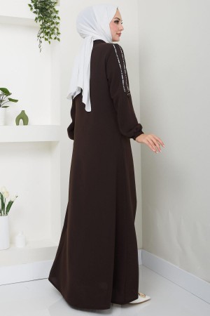 Şeritli Spor Ferace Kahverengi HM2483