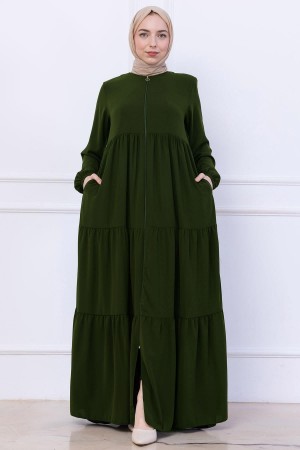 Kat Kat Büzgülü Ferace Haki HM2735