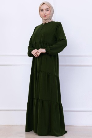 Kat Kat Büzgülü Ferace Haki HM2735