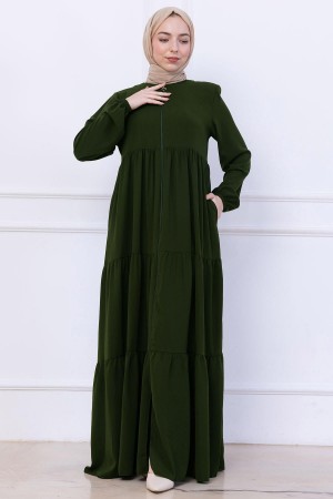 Kat Kat Büzgülü Ferace Haki HM2735