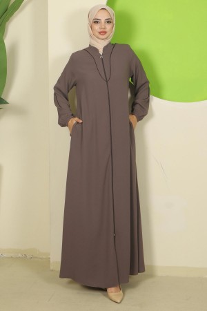 Biye Detaylı Ferace Kahverengi HM2812