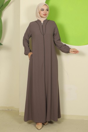Biye Detaylı Ferace Kahverengi HM2812
