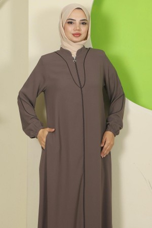 Biye Detaylı Ferace Kahverengi HM2812