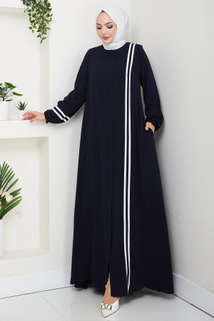 عباية مخططة باللون الكحلي HM2846