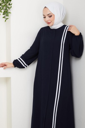 عباية مخططة باللون الكحلي HM2846