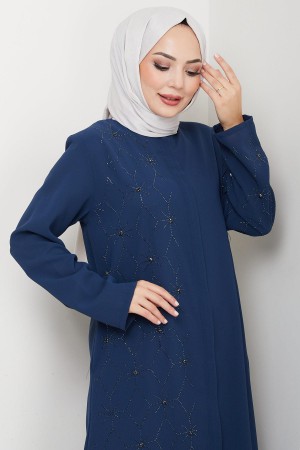 Gizli Patlı Yarım Taşlı Ferace Petrol HM2860