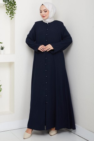 Kolu Pensli Düğmeli Ferace Lacivert HM2861