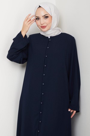 Kolu Pensli Düğmeli Ferace Lacivert HM2861