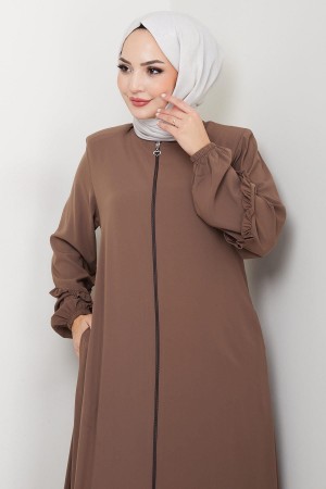 Kolu Volanlı Ferace Kahverengi HM2862