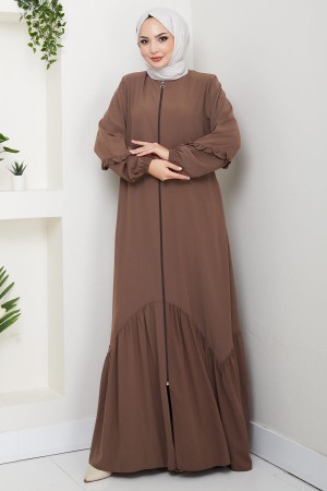 Kolu Volanlı Ferace Kahverengi HM2862