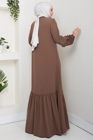 Kolu Volanlı Ferace Kahverengi HM2862